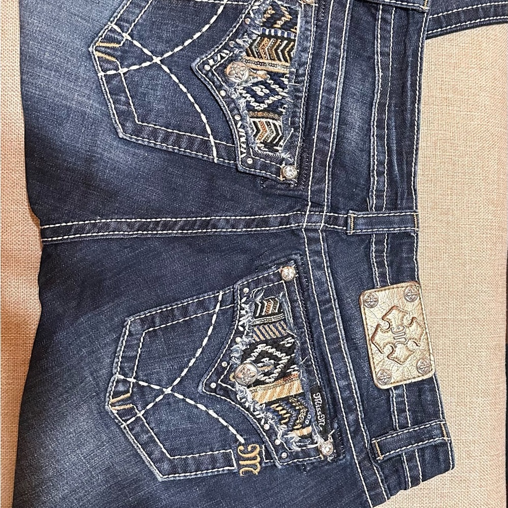 Miss Me Dark Blue Embroidered Boot Cut Jeans